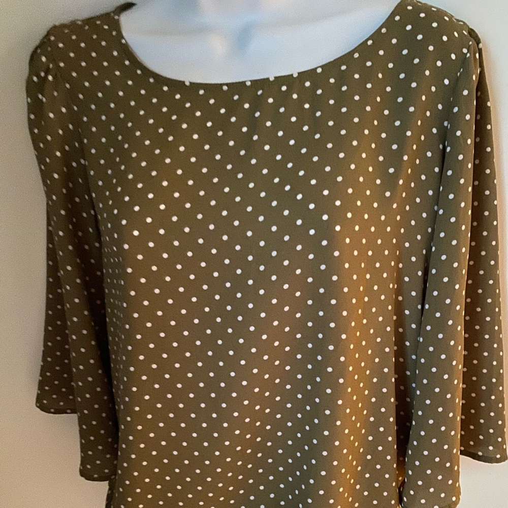 Olive, polyester Polka dot blouse